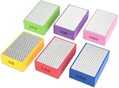 Hand Polijstschijven - Schuurschijven Blokken - Glad Maken Oppervlakken - Diamant Schuurkorrels - 6 Stuks 60-1000 Grit - Grijs