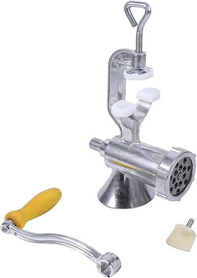 Aluminium Vleesmolen - Gehaktmolen Worst Maker - Thuis Koken - Hand Crank Bediening - Verstelbare Houder - Zilver