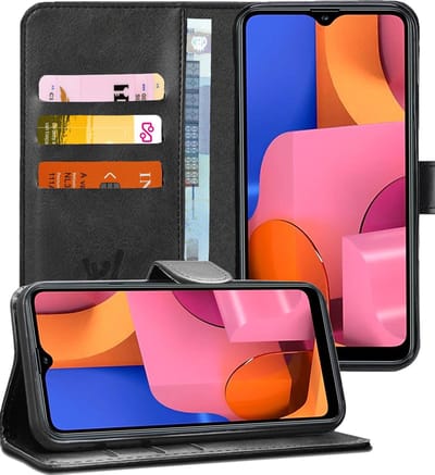 Hoesje geschikt voor Samsung Galaxy A20s - Book Case Kunstleer Pasjeshouder Zwart