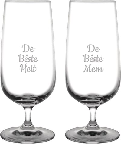 Gegraveerde bierglas op voet 41cl De Bêste Mem-De Bêste Heit