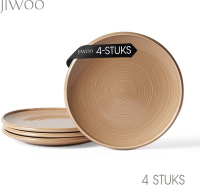 Dinerborden set van 4 (Ø21,8cm / 8,5inch), Bordenset, Ontbijtborden, Dessertborden, serviesset 4 persoons, Geschikt voor restaurants, Horeca, Feest, familiefeesten, banketten en picknicks, Magnetron-vaatwasserbestendig, Keramiek