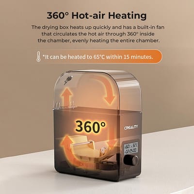 Boîte Sécheuse de Filament Creality 2.0 Chauffage à Air Chaud à 360 degrés Supporte les Filaments de 1,75 mm et 2,85 mm Minuterie de 24 Heures Réelle EU Plug