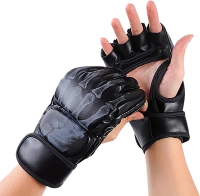 Nivard MMA Handschoenen - Gloves - Sparring Handschoenen - Heren - Dames - Grappling - Bokshandschoenen - Vecht Handschoenen - Zwart Skelet