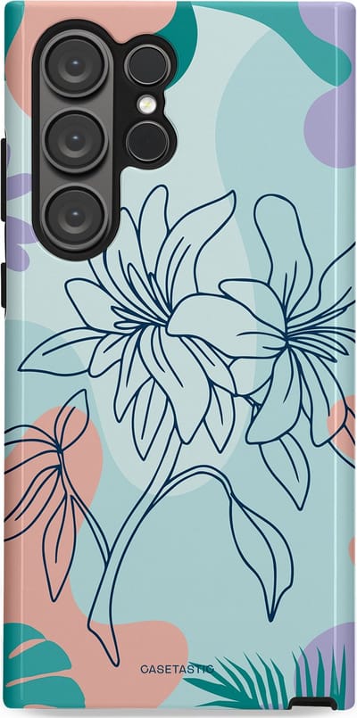 Casetastic Hoesje Geschikt voor Samsung S23 Ultra - Stijlvolle Beschermende Duo-layer Case - Mint Bloemprint