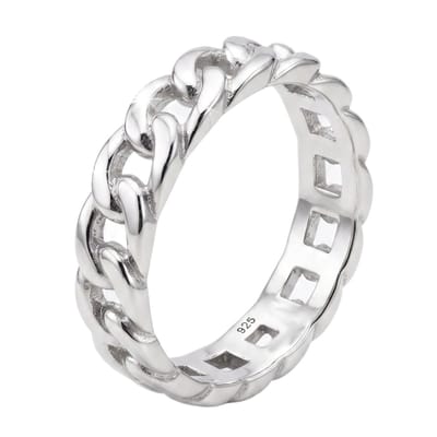 Mbrace Zilveren ring met schakels - Unisex / Dames en Heren - Gerhodineerd - Maat 19 mm