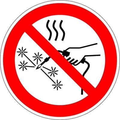 Warmte afstotende werkzaamheden verboden sticker - ISO 7010 - P039 300 mm