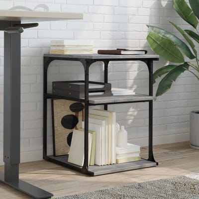 vidaXL - Printerkastje - 3-laags - 43x48x64 - cm - bewerkt - hout - grijs - sonoma