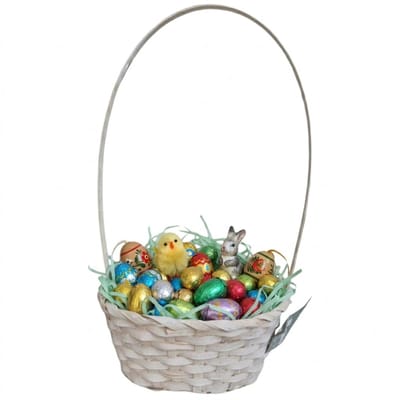 Everlands paasmandje - geel - D20 x H38 cm - bamboe - thema pasen