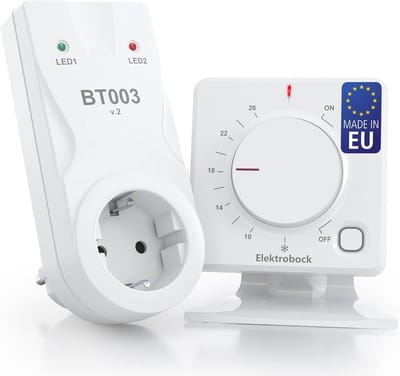 Draadloze Kamerthermostaat - Draadloze Thermostaat - Verwarming Regelen - Tussenstopcontact - 35m Bereik - Wit