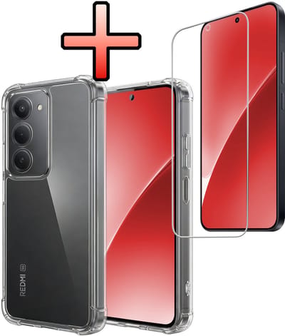 Hoesje - Met Screenprotector - Geschikt voor Xiaomi 15 - Sterk & Shockproof - Siliconen Case - Back Cover - Telefoon Hoes - Shock Proof - Transparant