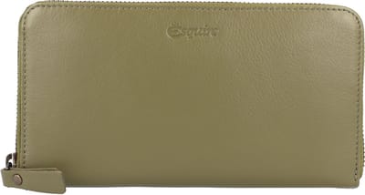 Esquire Leren Portemonnee Peru Zip Around Wallet Olive Olijfgroen