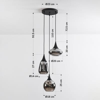 LumenXL Moderne hanglamp - smoke glas, 3-lichts - Loua