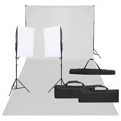 vidaXL - Fotostudioset - met - verlichtingsset - en - achtergrond