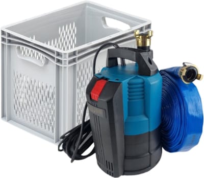 Dompelpomp Vlakzuigend tot 2 mm , 6 m³/h , 230 V , IPC 550 met 10 meter slang 32 mm met geka koppeling