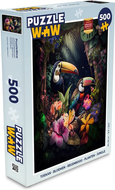 Puzzel Toekan - Bloemen - Planten - Jungle - Legpuzzel - Puzzel 500 stukjes