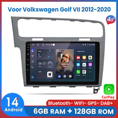 Awesafe Carplay Autoradio Geschikt Voor Volkswagen Golf 7 2012 t/m 2020 - Zilveren - Android 14 - Draadloos Apple Carplay & Android Auto - RAM 6GB + ROM 128GB - 8-Core processor - Bluetooth & Wifi - GPS Navigatie