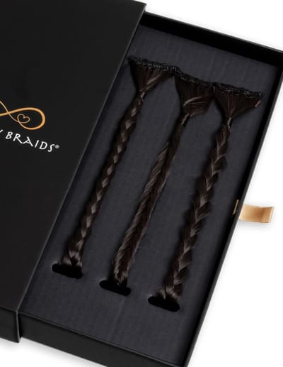 Infinity Braids - Braidies - Set van 3 Clip-in Vlechtjes - Lizzy, Jolie & Viènne Stijl - Haarklem - Haarclip - Haarclip Dames - Haarklemmen - Infinity Braidies Mini Havana Roots