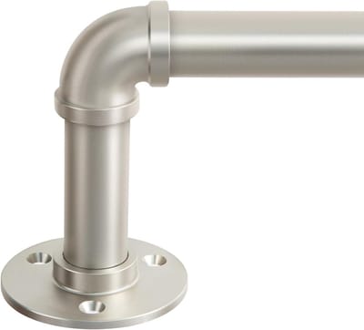 Gordijnstang - Gordijnroede Raam - Vensterdecoratie - Industrieel Design - 81-183 cm - Geborsteld nikkel