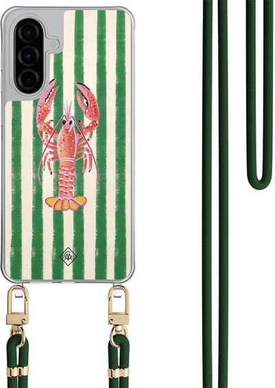 Casimoda® hoesje met groen koord - Geschikt voor Samsung A36 - Kreeft - Afneembaar koord - TPU/polycarbonaat - Groen
