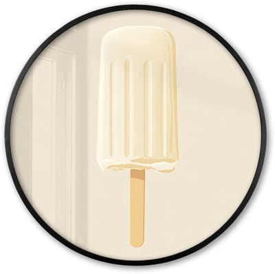 Poster in lijst Rond - Fotolijst 60x60 cm - Posters - Minimalistisch - Waterijsje - Stokje - Beige - Ronde posterlijst zwart - Decoratie - Wanddecoratie woonkamer - Muurdecoratie slaapkamer