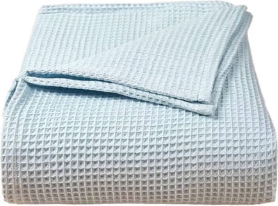 Katoenen Wafeldeken Baby - Blauw - Lente/ Zomer/ Herfst Dekentje - 70x110 cm