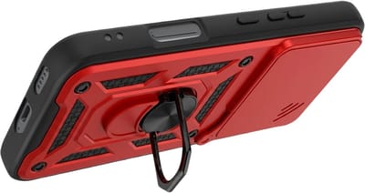 Mayaxess, Hoesje Geschikt Voor Honor 600 Lite met Camera Cover en Magnetische Ring, Rood