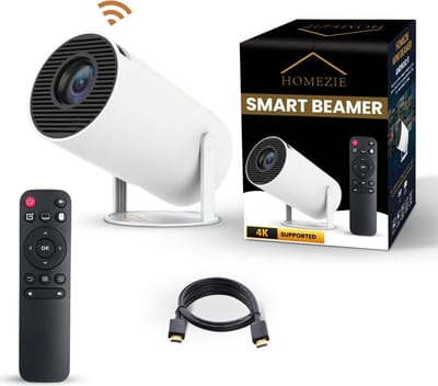 Homezie Beamer | Streamen vanaf je telefoon | 8K support | 720P | WiFi, HDMI, Bluetooth | Android 14.0 | Inclusief opbergtas | Mini beamer