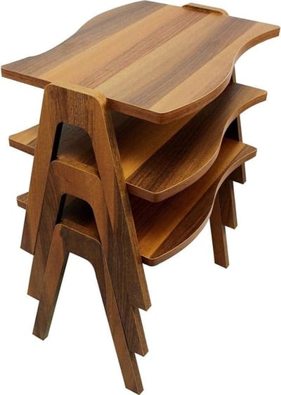 Houten bijzettafel - Kleine tafel - Decoratie en opbergruimte - Verstelbare pootjes - 45 x 35 cm - Houtkleur