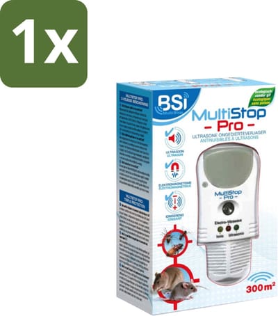 BSI – Multistop Pro – Ultrasone & Ioniserende Ongedierteverjager – Bereik tot 300 m² - 1 stuk