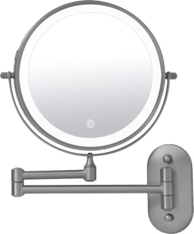 Make-up spiegel wand 5x vergrotend met dimbare LED verlichting gun metal