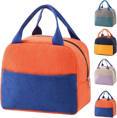 Lunchtas voor dames en heren - herbruikbare lekvrije koeltas, lichtgewicht thermische lunchbox voor kantoor, sportschool, strand en reizen (oranjeblauw)