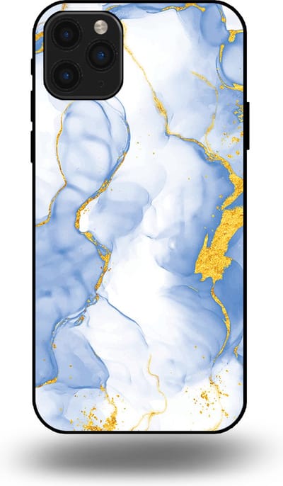 Smartphonica Telefoonhoesje Geschikt voor iPhone 11 Pro Max met Lichtblauw Goud Marmer Opdruk - TPU Backcover Case Lightblue Gold Marble Design geschikt voor iPhone 11 Pro Max