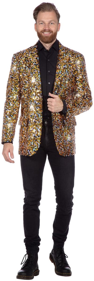 Pailletten Blazer Zwart / Goud / Zilver Man