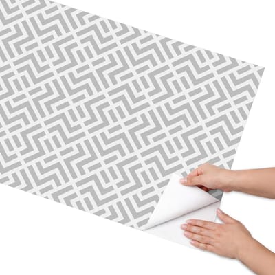 Coloray Meubel Wrap Folie - Grijs Meubelfolie - 65x130 cm - Plakfolie Meubels Geometrische elegantie - Decoratiefolie Zelfklevend - Geometrische Meubelfolie - Meubelfolie Zelfklevend - Badkamer decoratie - Achtergronden en patronen