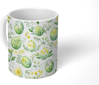 Mok - Koffiemok - Patroon - Groen - Eieren - Mokken - 350 ML - Beker - Koffiemokken - Theemok
