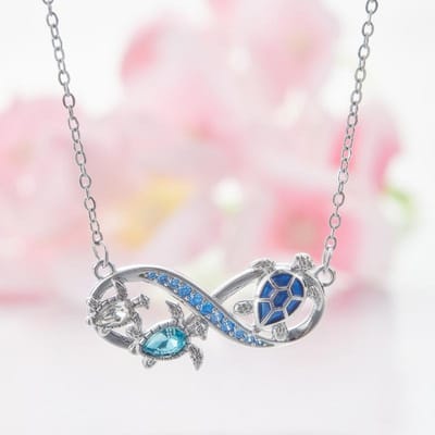 Mode Schildpad 8-karakter Zirkonia Ketting Oneindigheidssymbool Dames Sleutelbeenketting Koperkleur Sieraden Geschikt voor Dagelijks 45cm white