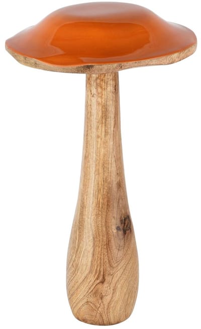 Dekoratief | Paddenstoel, oranje/naturel, hout/email, 17x17x30cm | A258233