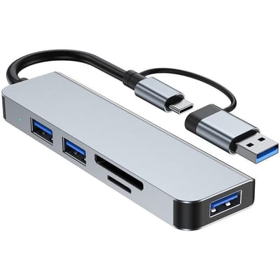 5-IN-2 USB A & USB C Hub Type-C Docking Station Multiport Adapter USB 3.0 Snelle Gegevensoverdracht SD TF