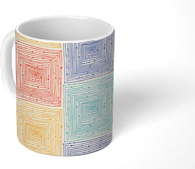 Mok - Koffiemok - Labyrint - Pastel - Stippen - Patroon - Mokken - 350 ML - Beker - Koffiemokken - Theemok
