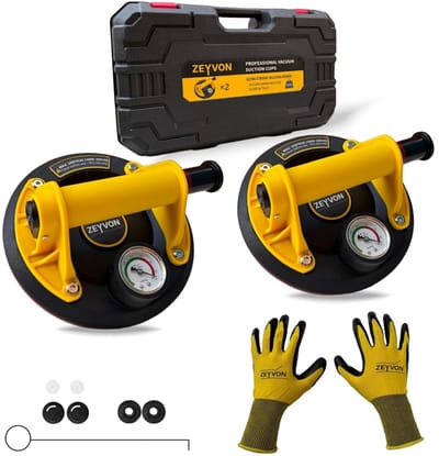 2x Professionele Vacuüm Zuignappen voor Glas en Tegels met Manometer – 200 kg Draagkracht