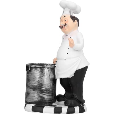 Figurine Forme Chef Statue Artisanat Décoration Ornement pour Salon Cuisine Restaurant white