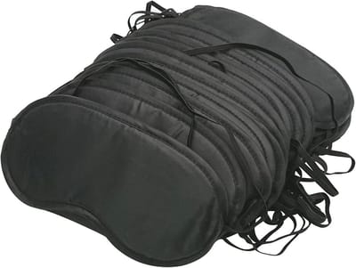 Oogmasker Slaapblinddoek - Verduisterend Masker - Reizen Slapen - Met Neuskussen - 12 Stuks - Zwart