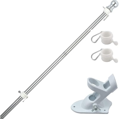 Mât de drapeau support en aluminium 180cm couleur argentée