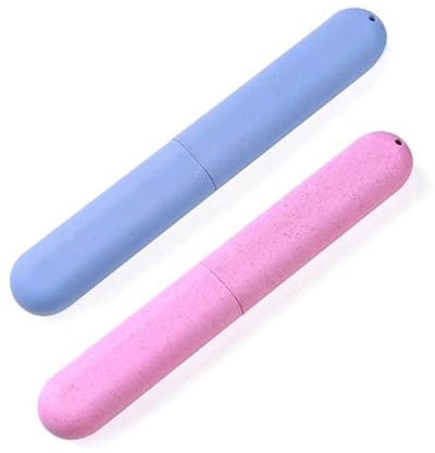 Draagbare Tandenborstel Etui - 2 Stuks, Milieuvriendelijke Tandenborstelhoes voor Reizen en Familie