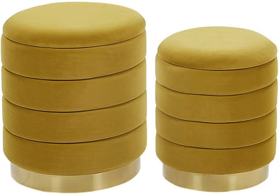 GARLAND - Poef - Mosterdgeel - 40/33 cm - Fluweel