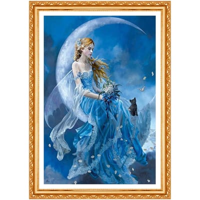5D DIY diamant schilderij vlinder fee maan diamant schilderij strass kruissteek decoratie 20X30CM gray