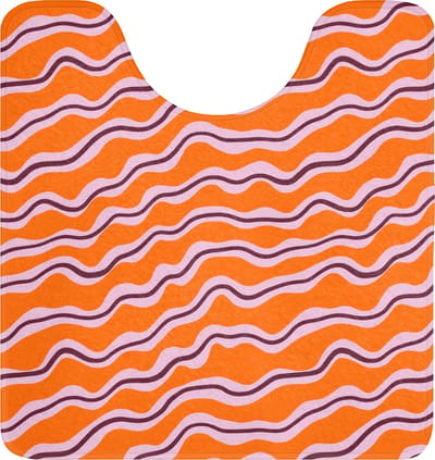 WC mat met uitsparing 55x60 cm - Antislip - Retro - Golvend - Oranje - Toiletmat met uitsnijding - Vloermat - Douchemat - Toilet tapijt - Toiletmatten