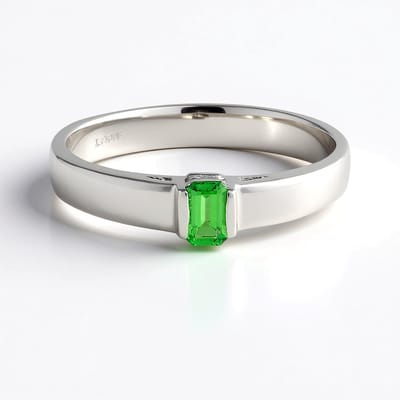 Cavill - 925 Sterling Zilver Ring - 0,251 ct Lemshuku Tsavoriet - Groene Achthoekige Edelsteen - Handgemaakte Bezel-zetting - Tanzania Sieraden