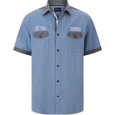 Babista herren Overhemd Met Korte Mouwen - 39/40 - lichtblauw - Plus Size