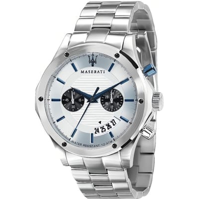 Maserati Circuito Chronograaf Herenhorloge - Zilverkleurige Wijzerplaat & Roestvrijstalen Armband